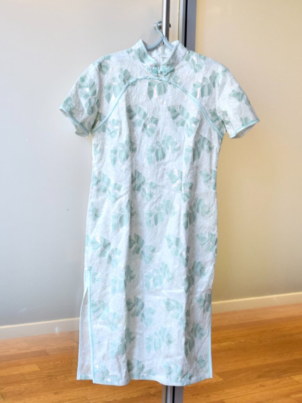 White Lace Green Flora Qipao Dress - Chinese Traditional Cheongsam